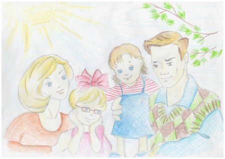 Рисунок семьи легкий