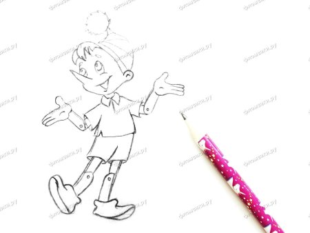 Поэтапное рисование Буратино для детей