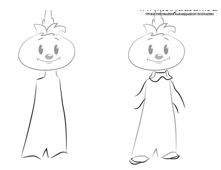 Буратино рисунок карандашом