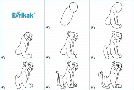 Поэтапное рисование львенка для детей