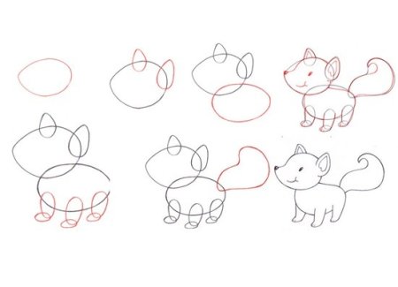 Этапы рисования лисы