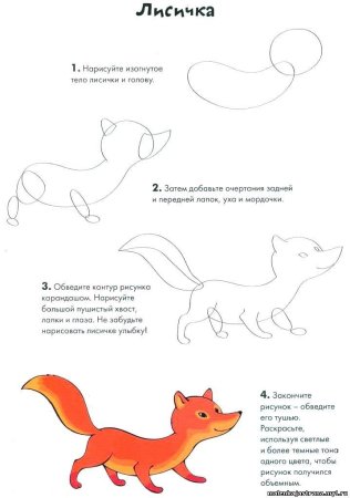 Поэтапное рисование лиса для дошкольников