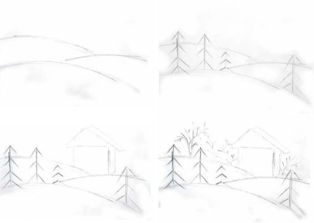 Этапы рисования пейзажа