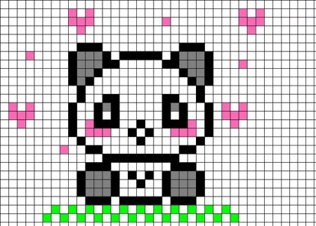 Панда по клеточкам в тетради