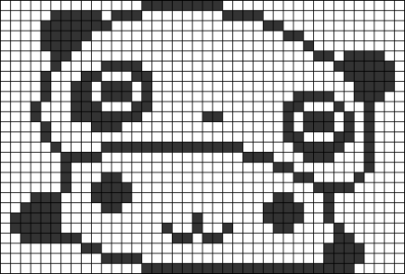 Панда по клеточкам легкая