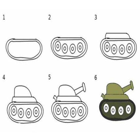 Танк спереди рисунок поэтапно