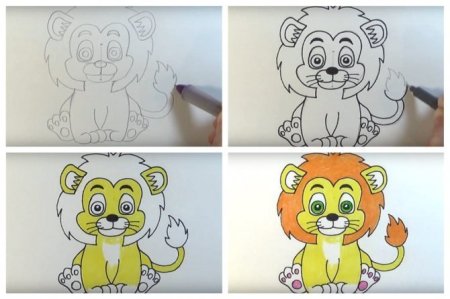 Поэтапное рисование львенка для детей