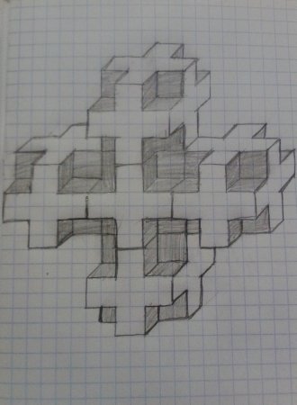 3д рисунки по клеточкам в тетради