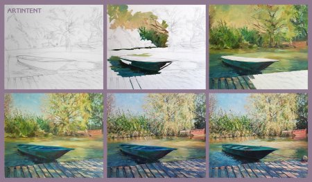 Последовательное рисование пейзажа