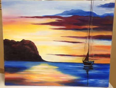 Рисунки на холсте гуашью