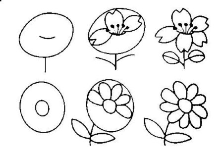 Схемы рисования цветов для детей