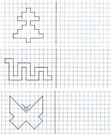 Детские рисунки по клеточкам