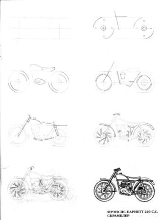 Поэтапное рисование мотоцикла для детей