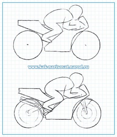Рисунок мотоцикла карандашом легкий