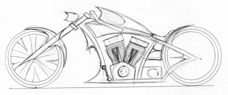 Мотоцикл карандашом для срисовки