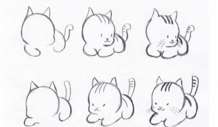 Рисунок котенка поэтапно