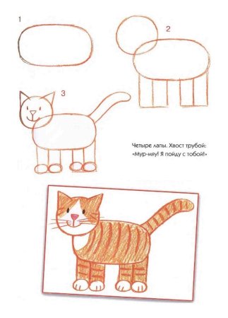 Схема рисования кошки для детей старшей группы