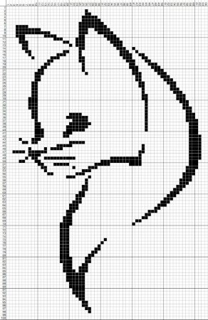 Монохромная вышивка кошки