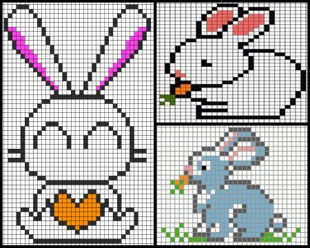Рисование по клеткам зайчик