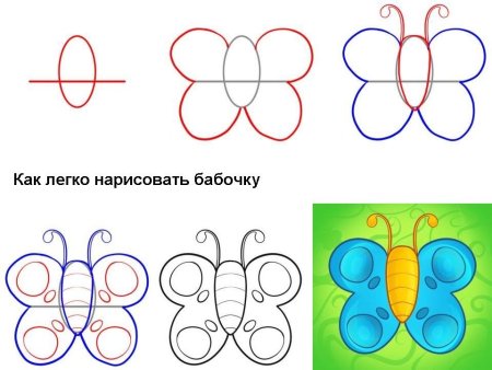 Как нарисовать бабочку пошагово