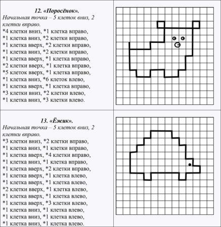 Фигуры животных по клеточкам