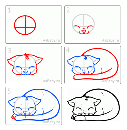 Схема рисования кошки
