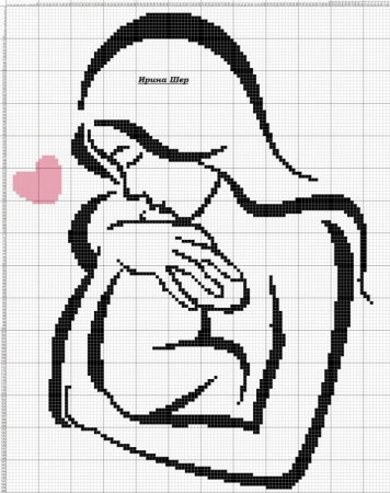 Монохромная вышивка крестом детей