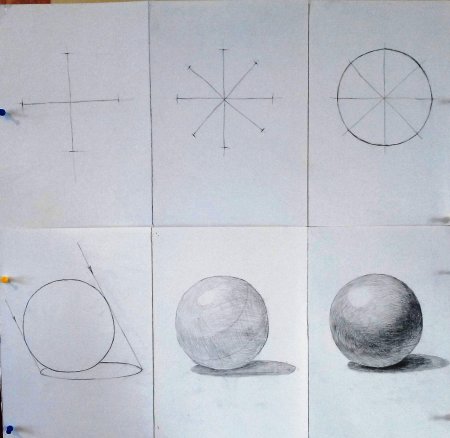 Поэтапное рисование шара