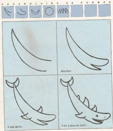 Рисуем акулу поэтапно для детей 2 года
