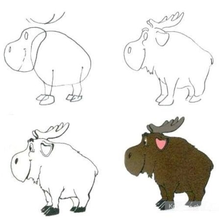 Поэтапный рисунок лося