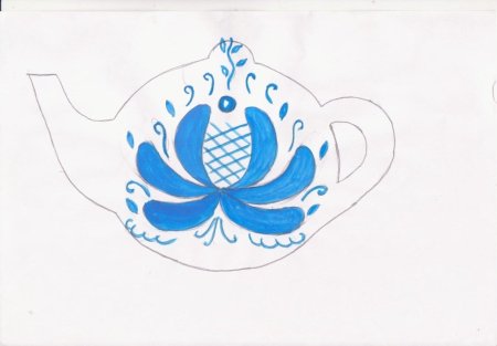Элементы гжельской росписи поэтапно