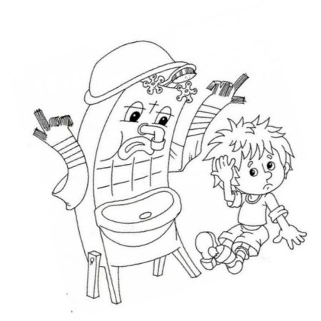 Раскраска Мойдодыр для детей 3-4 лет