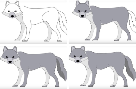 Поэтапное рисование волка для детей