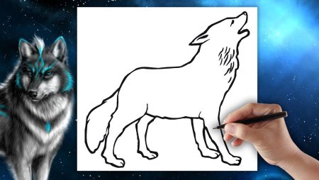 Пошаговое рисование волка для детей