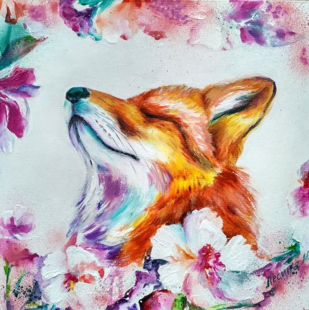 Лиса красками гуашь