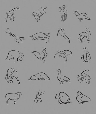 Рисование животных одной линией