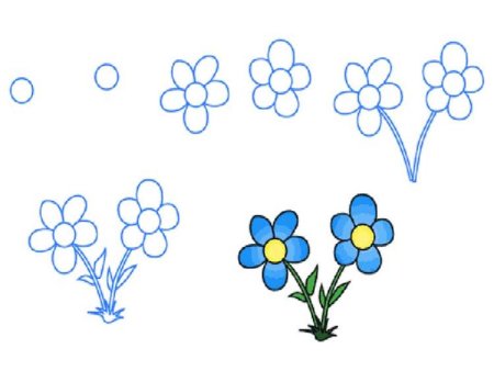 Схемы рисования цветов для детей