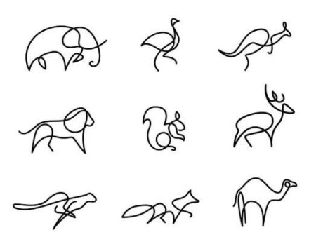 Рисование животных одной линией