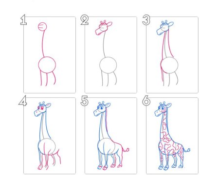Этапы рисования жирафа для детей