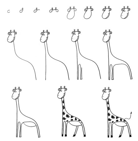 Уроки рисования жирафа