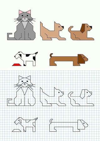 Рисование по клеточкам собачка