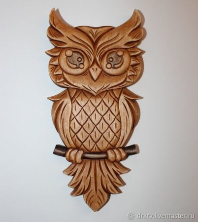 Плоскорельефная резьба по дереву Сова