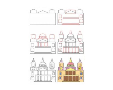 Поэтапное рисование церкви для детей