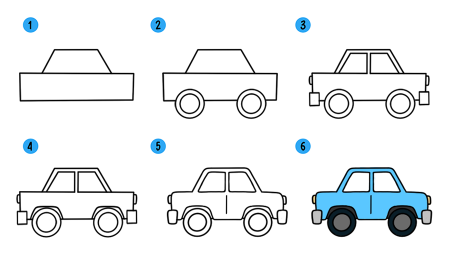 Рисование автомобиля пошагово