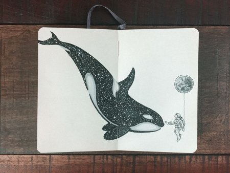 Рисование карандашом в скетчбуке животных