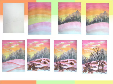 Последовательное рисование пейзажа