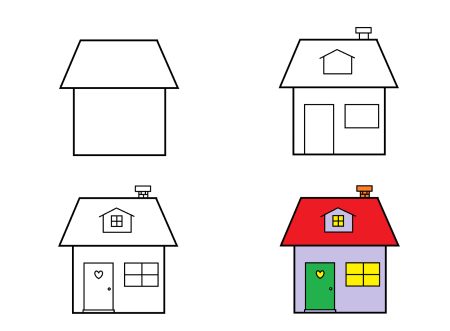 Схема рисования домика