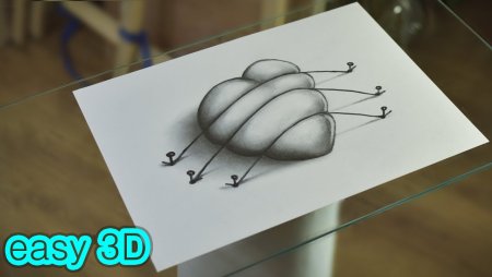 3д сердце рисунок карандашом