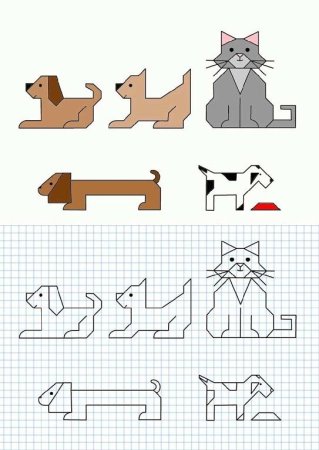 Рисование по клеточкам собачка