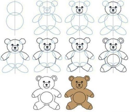 Медвежонок поэтапное рисование для детей